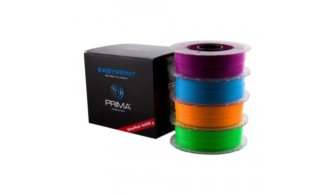 PLA filamentide komplekt EasyPrint 3D-printerile, Neoon, 1.75mm, 4 x 500g - Sinine, Roheline, Oranž,