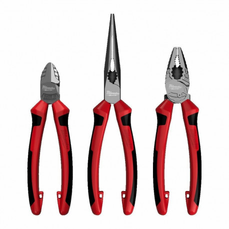 MILWAUKEE tangide komplekt 3 tk (universaalsed 180 mm, külg 160 mm, pikad 205 mm)
