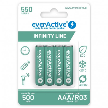 taaslaetavad akud everActive Ni-MH R03 AAA 550 mAh Infinity Line
