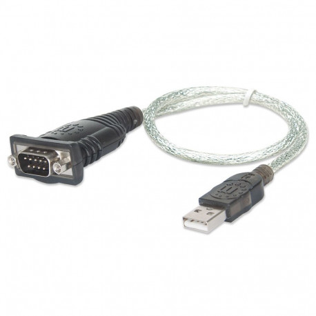 Manhattan USB-A–Seriali ülemineku kaabel, 45 cm, isane–isane, Serial/RS232/COM/DB9, Prolific PL-2303
