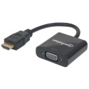 Manhattan HDMI to VGA Converter cable, 1080p, 30cm, Male to Female, Equivalent to HD2VGAE2, Micro-US