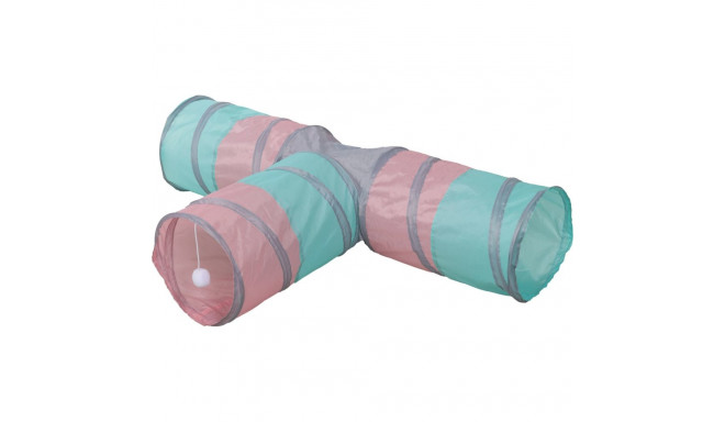 KERBL Large Triangular Tunnel with Plush Ball - Cat Toy - 80x50x25 cm