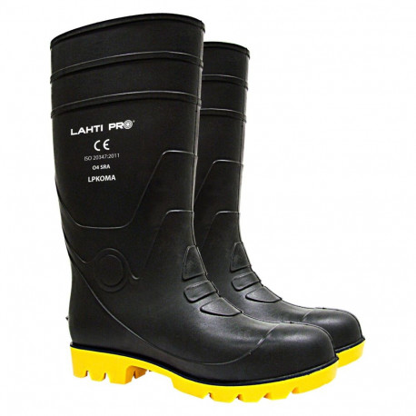 Kalosze męsk. czarno-żółte wysokie, pvc, o4 fo,"41",ce,lahti