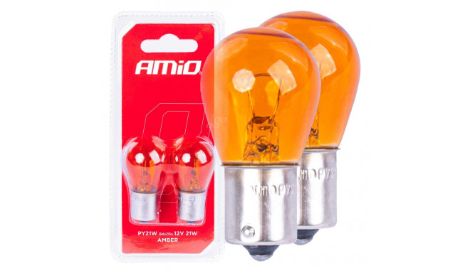 Żarówki halogenowe py21w ba15s 12v pomarańczowe 2szt. blister amio-04354/03352