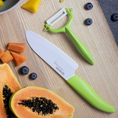 Kyocera FK140CP10NGR SANTOKU NUGA & KOORIMISKOMPLEKT, nuga (14 cm tera) ja koorija, Roheline