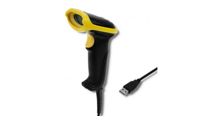Qoltec 50867 käsiskanner 1D/2D laser must, kollane