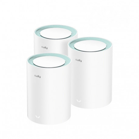 Cudy M1300 3-PACK mesh wi-fi süsteem kahe sagedusalaga (2.4 GHz / 5 GHz) Wi-Fi 5 (802.11ac) valge 1 