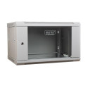 Wall-mounted network cabinet 19" 6U rack 600x450, door glass, gray, unfolded, not folded, 60kg