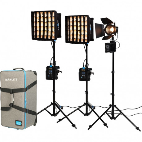 Nanlite PavoSlim 60B x 2 & Forza 60B II KIT - 3-Light Kit with Light Stand