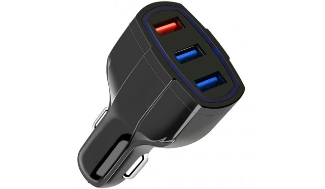 PLS34F must QC 3.0 3xUSB autolaadija