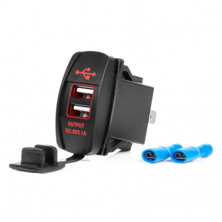 Veekindel autolaadija usb-pesadega paadikuju 2x usb 12v 24v amio-04228