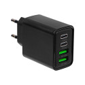 76-023# Seinakontakti laadija usb x2 + usb-c qc+pd 65w