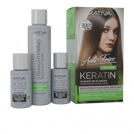 KATIVA KERATIN ANTI-FRIZZ alisado brasileño sin plancha extra brillo 30 días 3 u