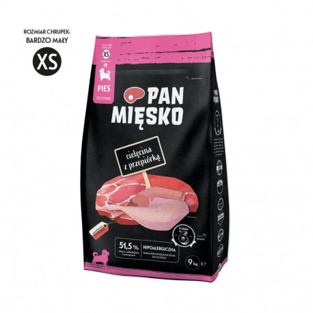 PAN MIĘSKO vasikaliha vuttidega XS kuivtoit kutsikatele 9kg