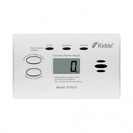 Carbon monoxide detector Kidde K7DCO with display White