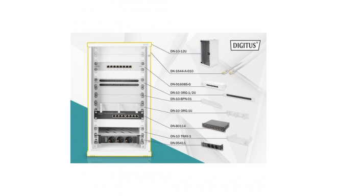 Digitus Network Set - 254 mm (10&quot;) - 12U, 312 x 300 mm (W xD)