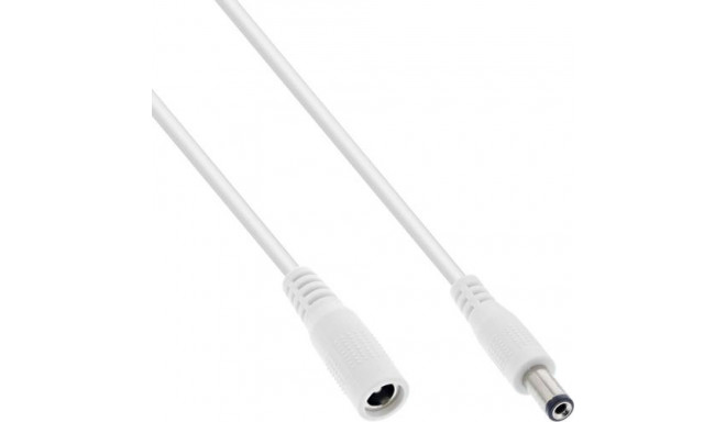 InLine DC extension cable, DC plug/socket 5.5x2.1mm, white, 0.5m