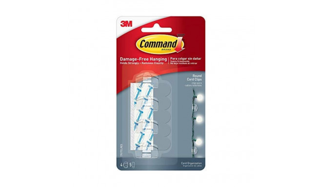 Command™ Clear Round Cord Clips 17017CLR, 4 Clips + 5 Strips