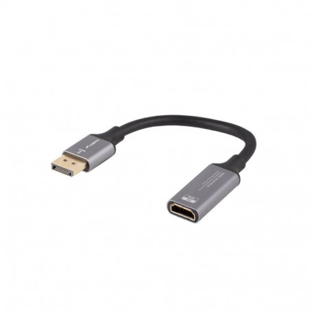 DISPLAYPORT(M)->HDMI(F) ADAPTER 8K ON CABLE 20CM SILVER LANBERG