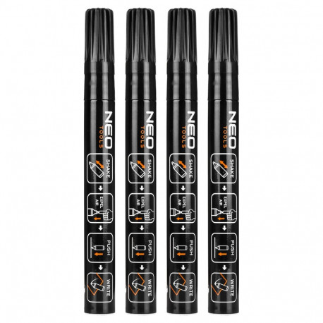 Marker budowlany gruby, czarny, permanentny, wodoodporny, lakierowy, aluminiowy, 4 szt.