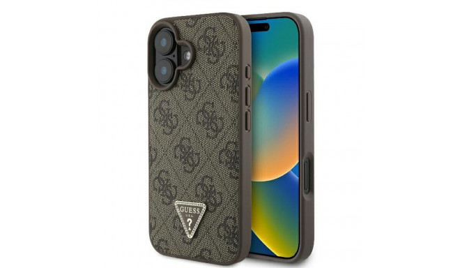 GUESS case for IPHONE 16 GUHCP16SP4TDPW (PU Leather 4G Triangle Strass) brown