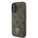 GUESS case for IPHONE 16 GUHCP16SP4TDPW (PU Leather 4G Triangle Strass) brown