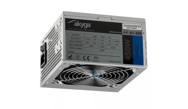 Akyga Basic ATX Power Supply 450W AK-B1-450 Fan12cm P4 3xSATA PCI-E