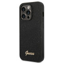 GUESS case for IPHONE 14 Pro GUHCP14LHGGSHK (Glitter Flakes Script Metal Logo) black