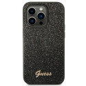 GUESS case for IPHONE 14 Pro GUHCP14LHGGSHK (Glitter Flakes Script Metal Logo) black