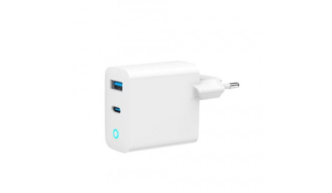 GaN USB-A USB-C Charger LED 30W PD QC3.0 white