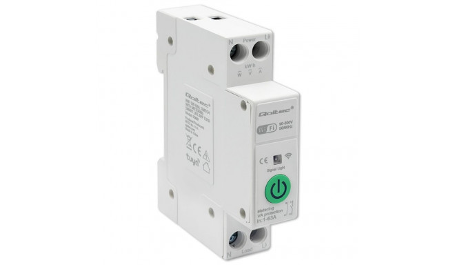 WiFi DIN rail relay with electricity meter 63A