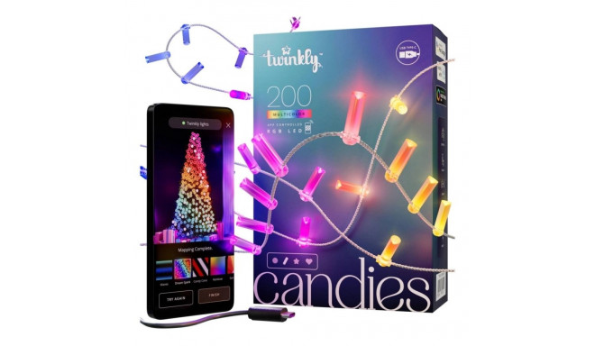 Twinkly Candies – 200 küünlakujulist RGB LED-lampi, läbipaistev juhe, USB-C