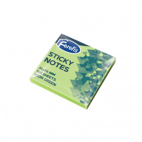 Märkmepaber FOROFIS 76x76mm neoon roheline 80 lehte
