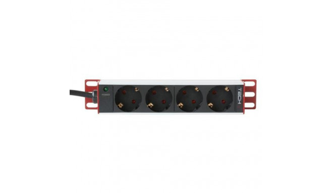 Techly Universal Power Strip Rack 10&quot; 4 Outlets Schuko Plug