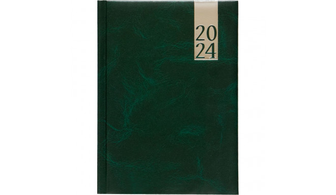 Book calendar DAY A5, hardcover, leather covers (DARK GREEN) 00035/40007