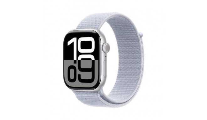 Apple Watch Series 10 GPS + Cellular 46mm Silver Aluminium Case with Blue Cloud Sport Loop