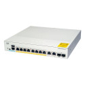 Cisco Catalyst 1000-8FP-2G-L Network Switch, 8 Gigabit Ethernet (GbE) PoE+ Ports, 120W PoE Budget, t