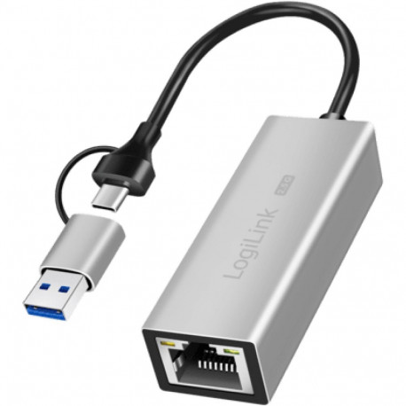 LogiLink Etherneti võrguadapter USB-A/USB-C 2.5G, hall