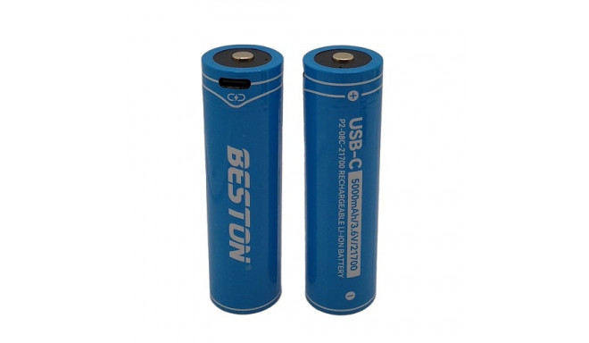 Rechargeable 21700 Size Battery with USB-C Port, 3.6V, 5000mAh, Li-Ion, 2pcs