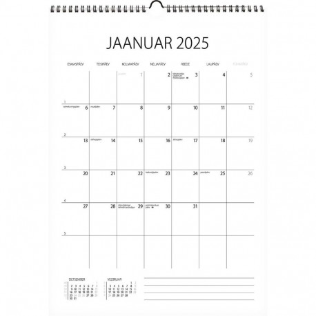 Seinakalender "Memokalender" 297x420 spiraalköide, riputusaasaga 00329
