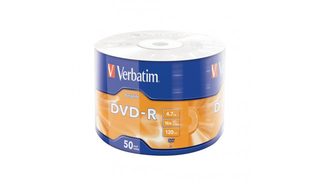 VERBATIM 43791 Verbatim DVD-R DATA LIFE 4.7GB 16X MATT SIVER SURFACE 50 PACK