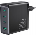 Joyroom kiirlaadija Fast GaN 140W seinalaadija 3 x USB-C / USB-A - Must + USB-C - USB-C 240W kaabel 
