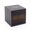 Evelatus EMC02 Digital Wood Cube Alarm Clock with temperature + USB adapter Black