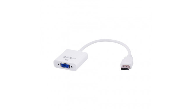 Savio CL-27B video cable adapter 0.1 m HDMI Type A (Standard) VGA (D-Sub) White