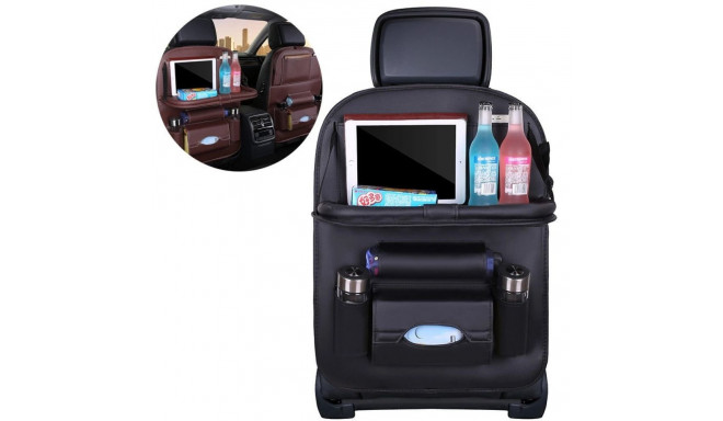 Car seat organizer seat protector seat cover shelf mini car table black