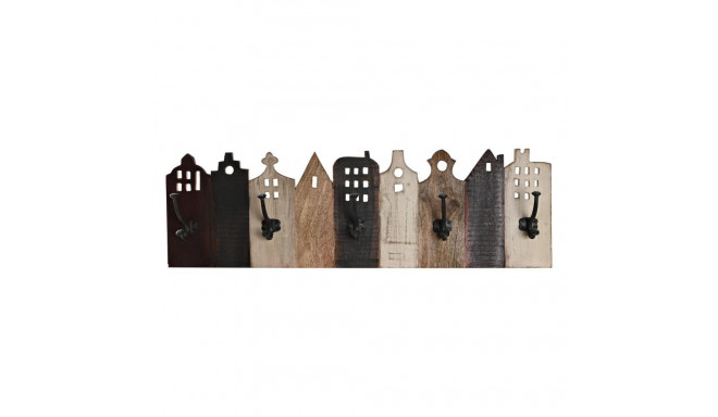 Wall mounted coat hanger DKD Home Decor White Natural Dark brown Wood Metal 83,5 x 10 x 25 cm