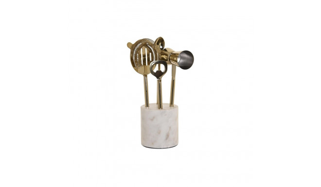 Cocktail Set DKD Home Decor 10 x 3 x 21 cm Silver Golden Stainless steel Marble