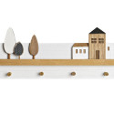 Wall mounted coat hanger DKD Home Decor Wood Houses Urban 40 x 4 x 17 cm