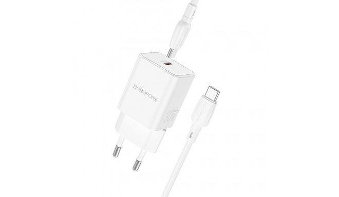 Borofone Wall charger BN13 Safety - Type C - PD 30W with Type C to Type C cable white