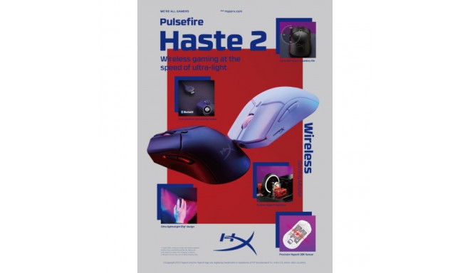 HyperX Pulsefire Haste 2 Wireless Gaming Mouse RF Wireless+Bluetooth, 26000 DPI, RGB Lighting, Black